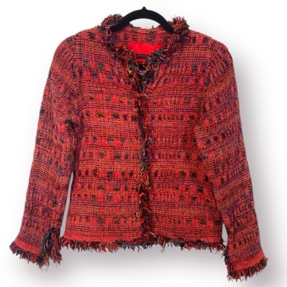 Gretel Underwood Handwoven Fringe Woven Jacket Sweater Size XS-S
